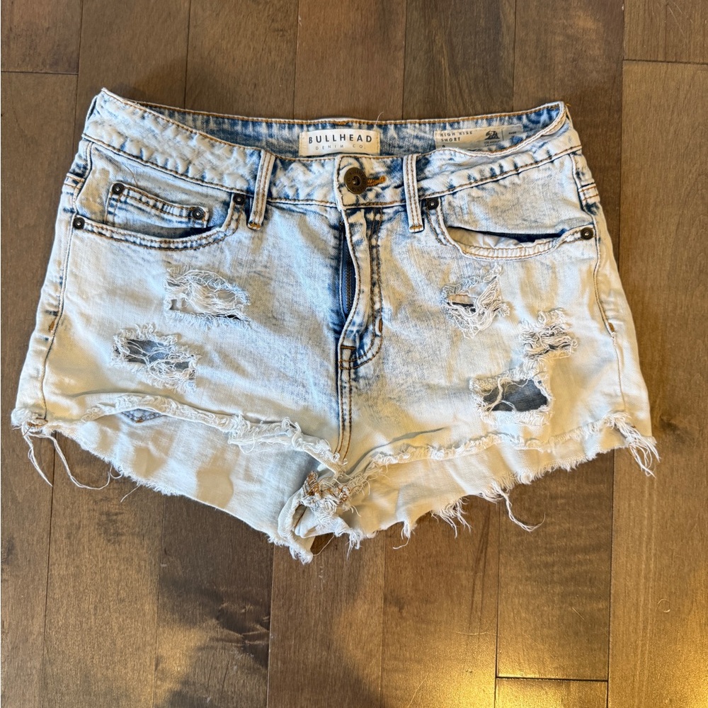 Bullhead Women's Ripped Light Denim Shorts